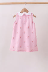 Pink stripe seersucker flamingo dress