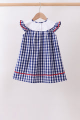 Black flag fireworks embroidery gingham dress