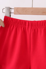 Red flag fireworks embroidery ruffle shorts set