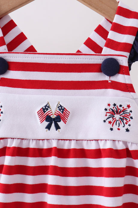 Red stripe flag fireworks embroidery ruffle bubble