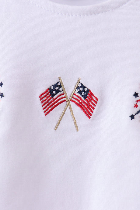 White flag fireworks embroidery bubble