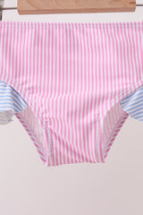 Blue stripe ruffle rashguard set