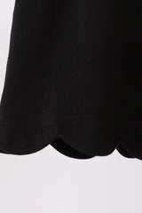 Black flutter sleeve scalloped top