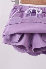 Dark purple scallop hem bow skort