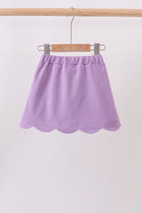 Dark purple scallop hem bow skort