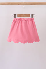 Deep pink scallop hem bow skort