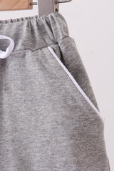 Grey scallop hem bow skort