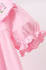 Pink Floral Embroidery Dress