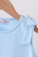 Blue Scalloped Bow Dress