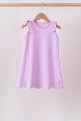 Purple Scalloped Bow Dress