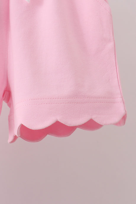 Pink Scalloped Shorts Set