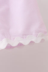 Pink Seersucker Stripe Scalloped Shorts Set