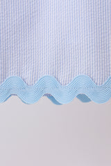 Blue Seersucker Stripe Scalloped Dress
