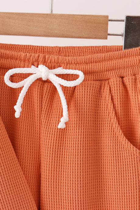 Terra-cotta scalloped pants set