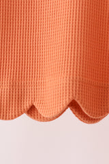 Terra-cotta scalloped pants set
