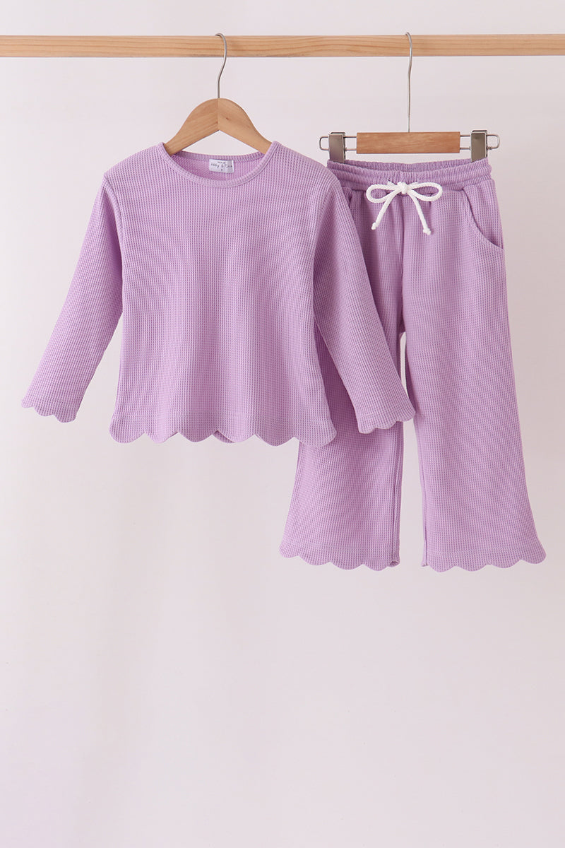 Lavender scalloped pants set