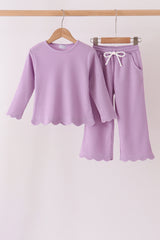 Lavender scalloped pants set
