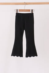 Black scalloped bell pants