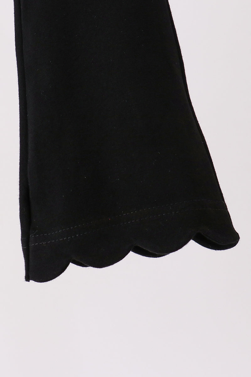 Black scalloped bell pants