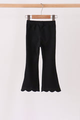 Black scalloped bell pants