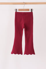 Maroon scalloped bell pants