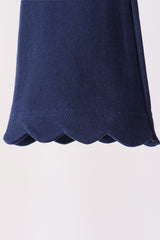 Navy scalloped bell pants