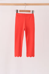 Red scalloped leggings