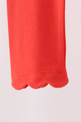 Red scalloped leggings