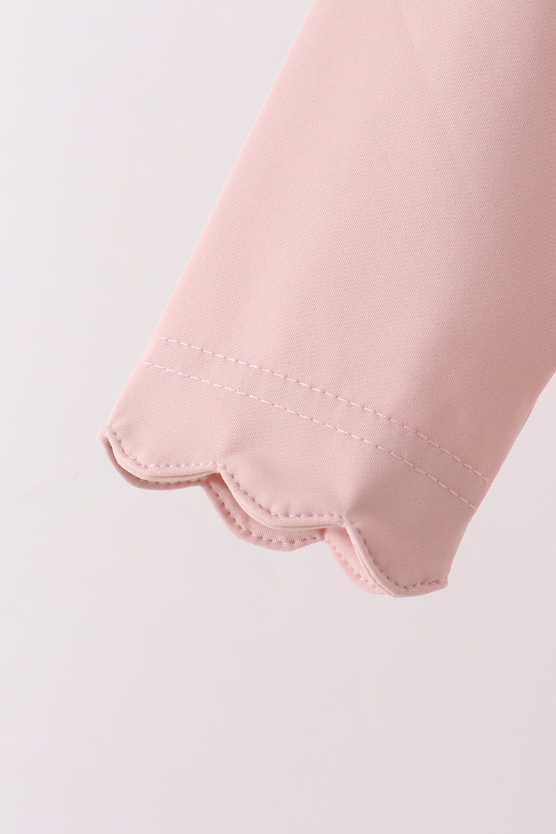 Pink scallped zipper active set