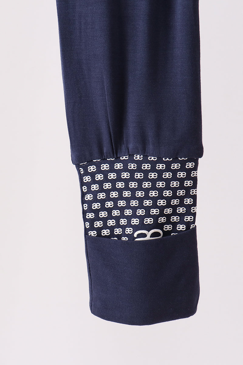 Navy zipper bamboo anti-slip romper