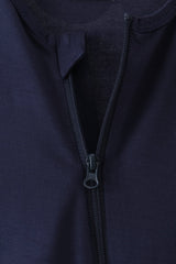 Navy zipper bamboo romper