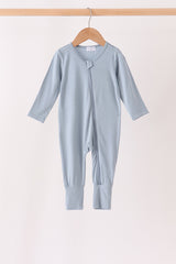 Blue zipper bamboo anti-slip romper