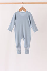 Blue zipper bamboo anti-slip romper