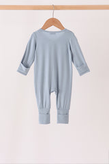 Blue zipper bamboo romper