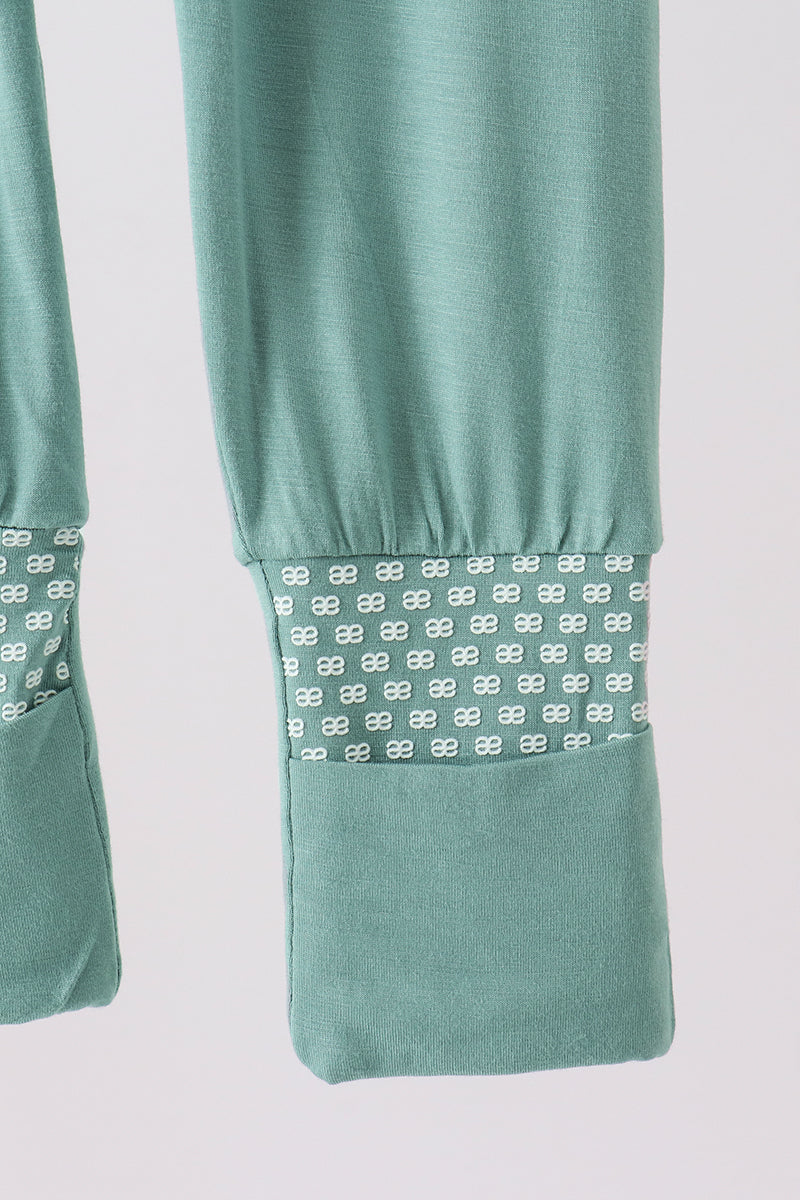 Sage zipper bamboo anti-slip romper