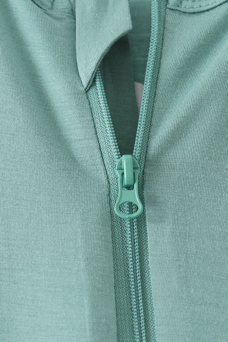 Sage zipper bamboo romper