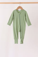 Green zipper bamboo anti-slip romper