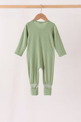 Green zipper bamboo anti-slip romper