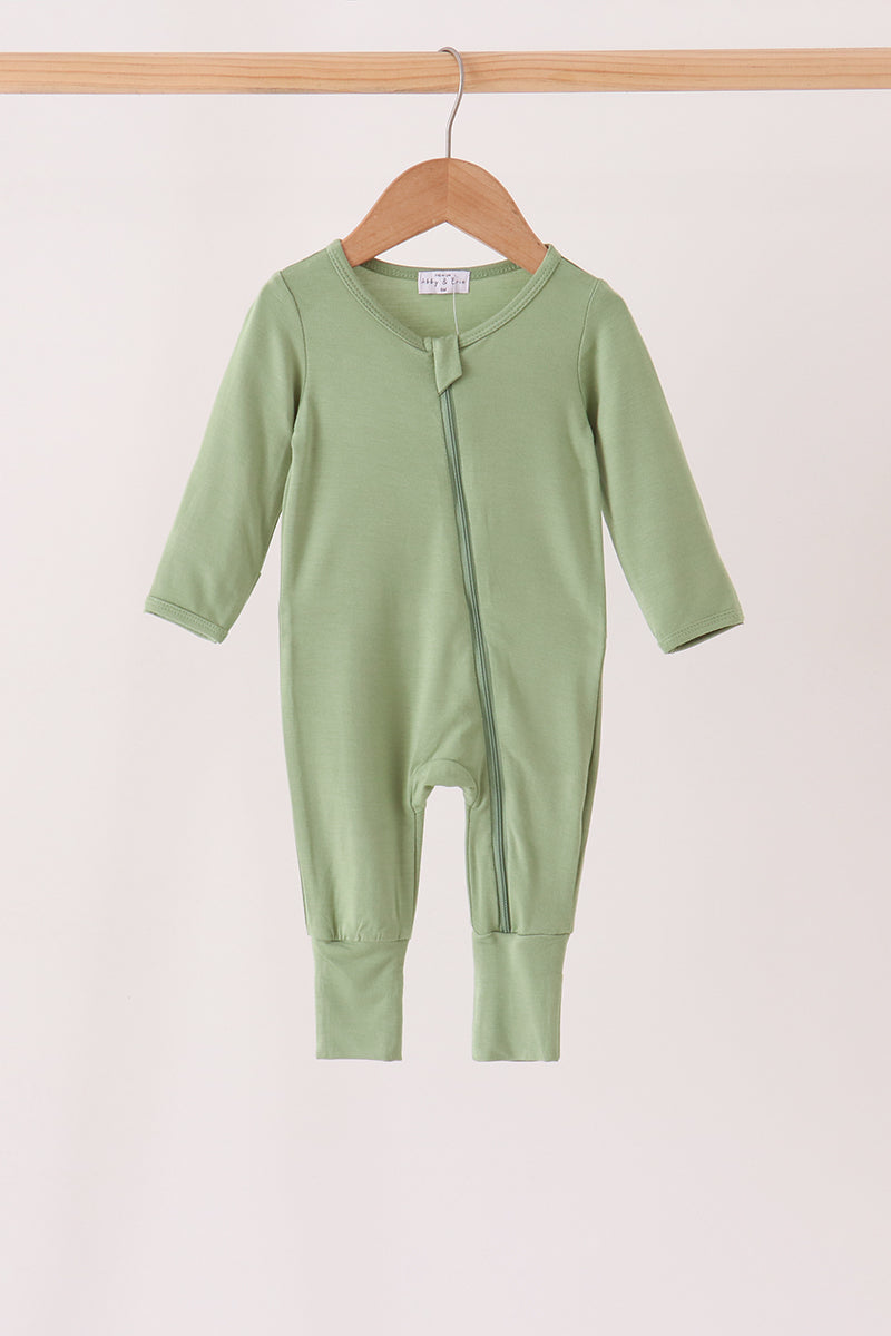 Green zipper bamboo romper