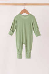 Green zipper bamboo romper