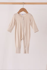 Beige zipper bamboo romper