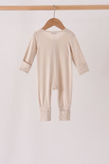 Beige zipper bamboo romper