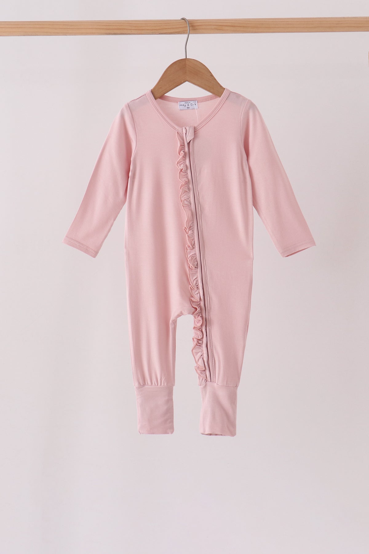 Pink ruffle zipper bamboo anti-slip romper