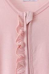 Pink ruffle zipper bamboo anti-slip romper