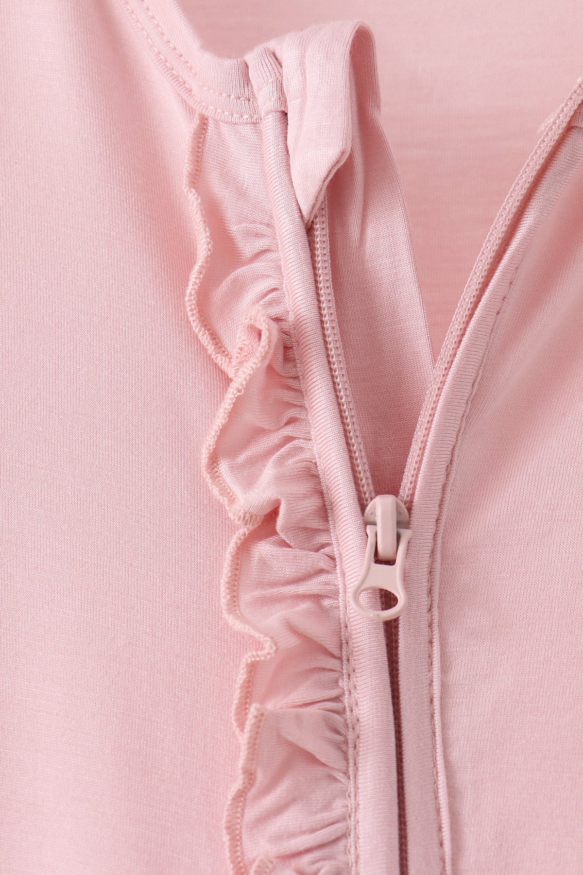 Pink ruffle zipper bamboo anti-slip romper