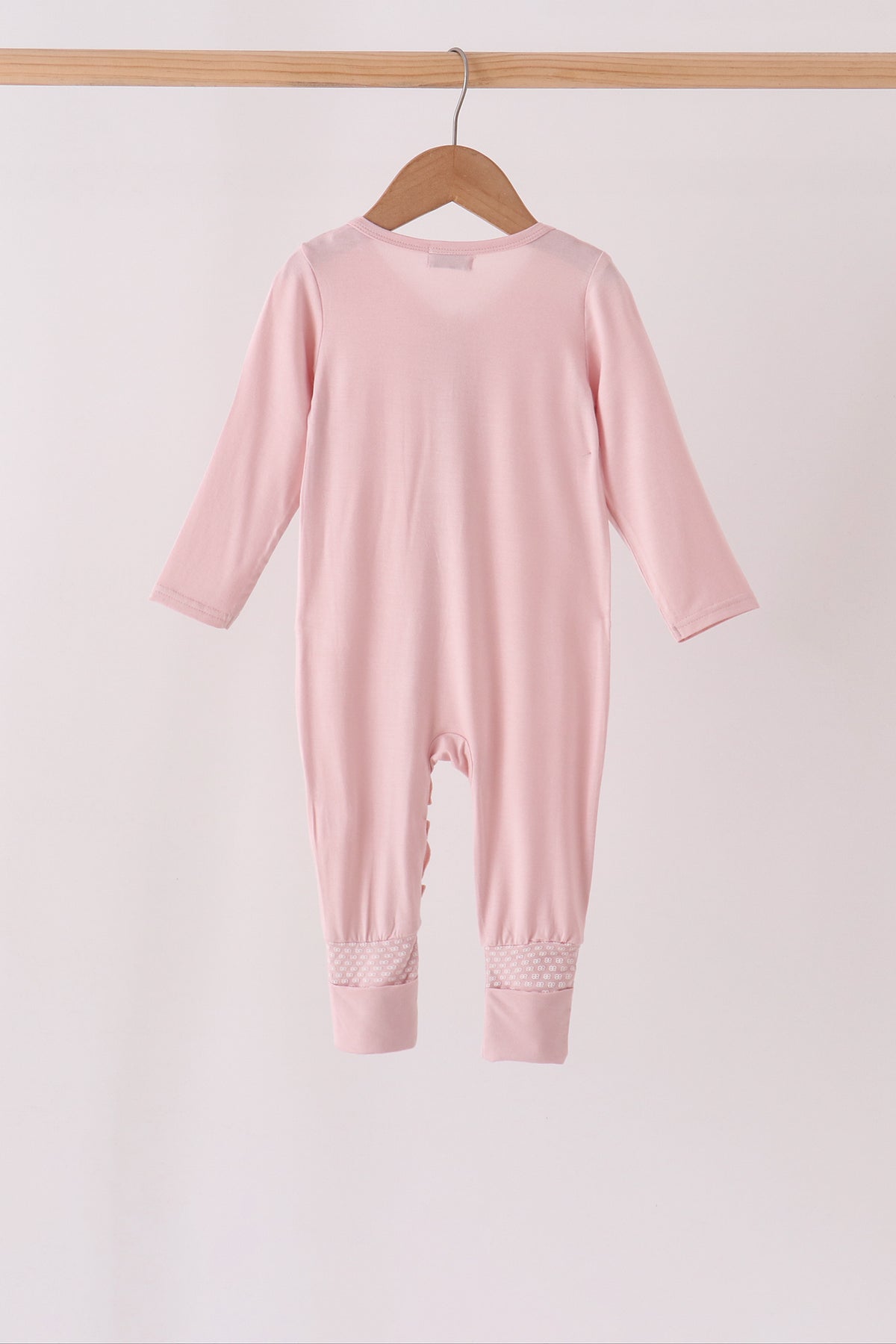 Pink ruffle zipper bamboo anti-slip romper