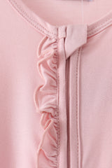 Pink ruffle zipper bamboo romper