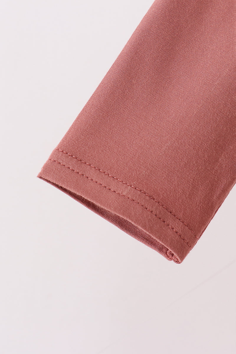 Dusty rose ruffle zipper bamboo anti-slip romper