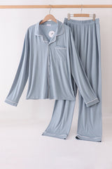Blue bamboo mom pajama set