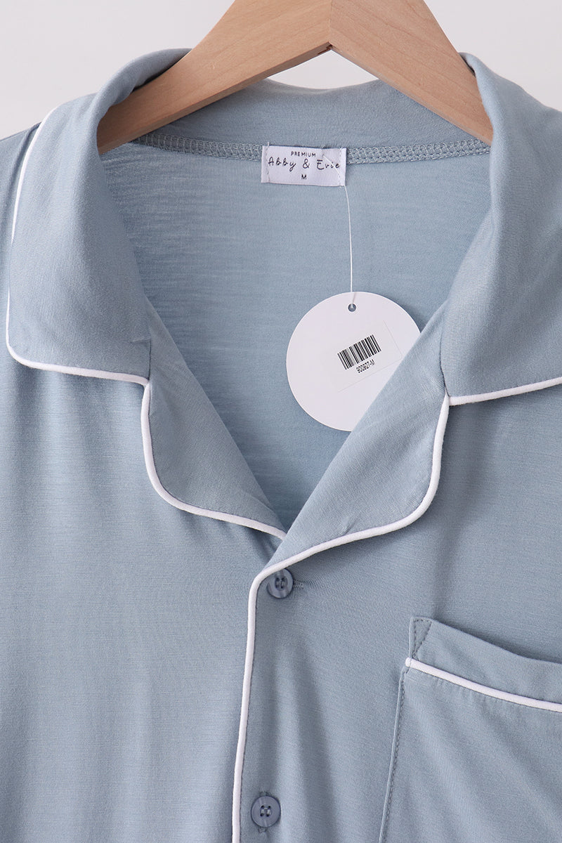Blue bamboo mom pajama set